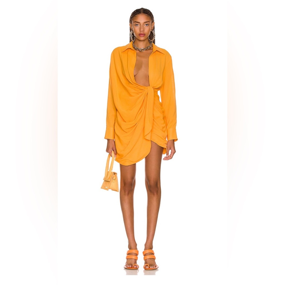 Jacquemus Vibrant Orange Draped Dress